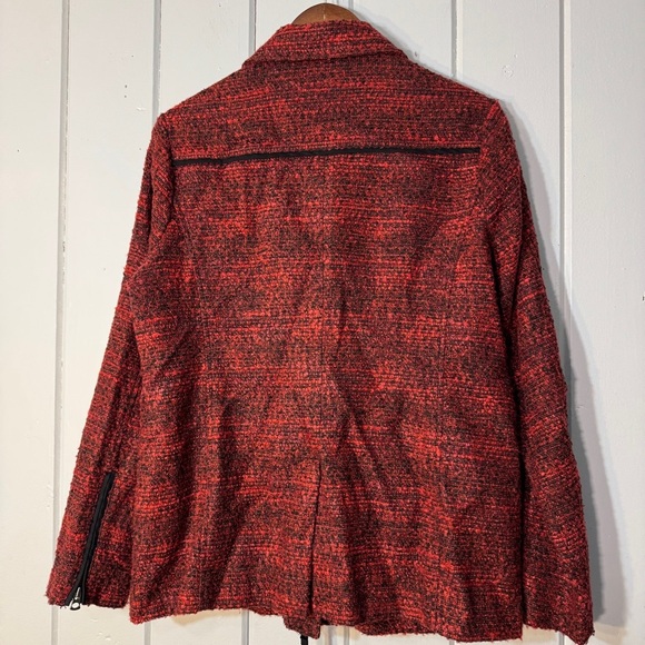 Lucky Brand red and black tweed moto jacket asymmetrical zip closure.‎ Size L - Picture 13 of 16